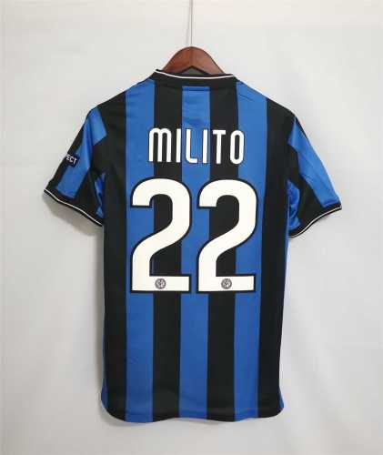 with UCL Patches Retro Jersey Inter Milan 2009-2010 #22 MILITO Home UCL Final Jersey