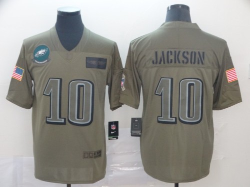 Philadelphia Eagles 10 JACKSON 2019 Olive Salute To Service Limited Jersey