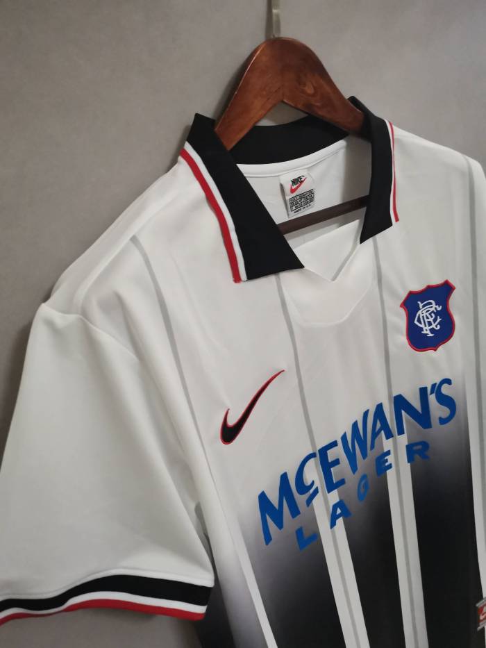 Retro Jersey 1997-1999 Rangers Away White/Black  Soccer Jersey