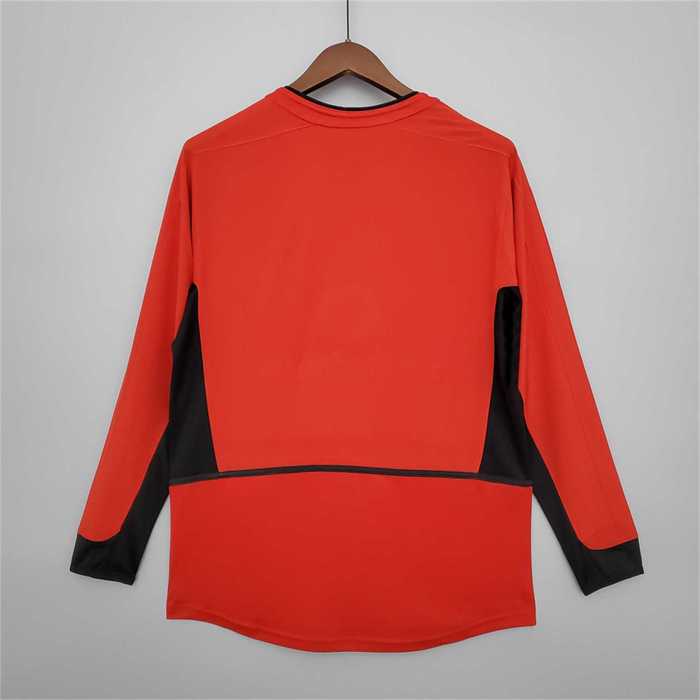 Retro Jersey Long Sleeve 2002-2004 Manchester United Home Soccer Jersey Vintage Football Shirt