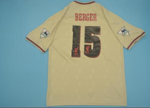 with EPL Patch Retro Jersey 1996-1997 Liverpool 15 BERGER Away Soccer Jersey