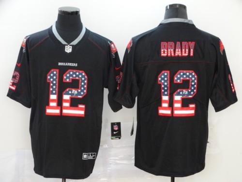 2020 Tampa Bay Buccaneers 12 TOM BRADY Black USA Flag Fashion Limited Jersey
