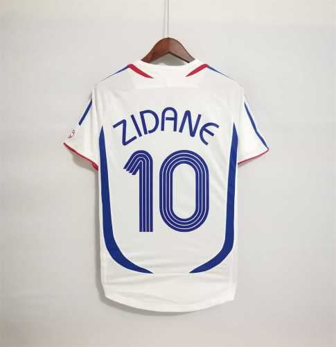 Retro Jersey 2006 France ZIDANE 10 Away White Vintage Soccer Jersey