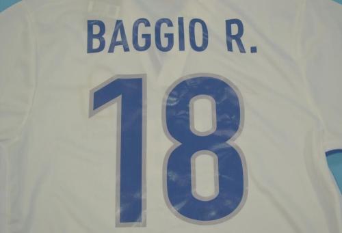 with Front Lettering Retro Jersey 1998 Italy 18 BAGGIO R. Away White Soccer Jersey Vintage Football Shirt