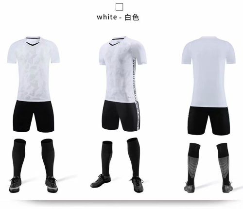 XBJKJW-8822 White  Soccer Tracking Suit  Adult Uniform Soccer Jersey Shorts