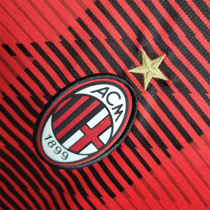 Long Sleeve Fan Version 2023-2024 AC Milan Home Soccer Jersey