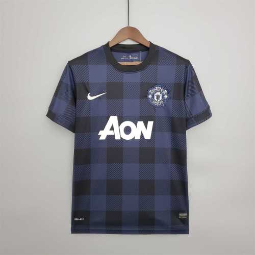 Retro Jersey 2013-2014 Manchester United Third Away Blue Soccer Jersey Vintage Football Shirt