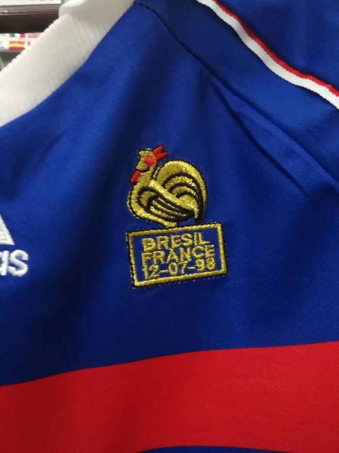 Retro Youth Uniform 1998 France 10 ZIDANE Home Soccer Jersey Shorts