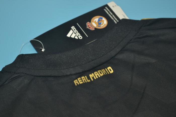 with LFP Patch Retro Jersey 2011-2012 Real Madrid Away Black Soccer Jersey Vintage Real Camisetas de Futbol
