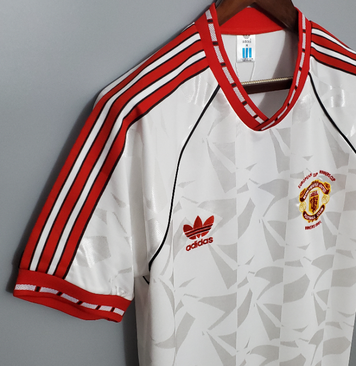 Retro Jersey 1991 Manchester United White Soccer Jersey Vintage Football Shirt