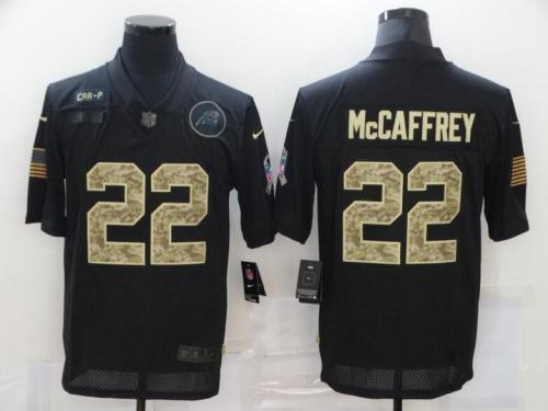 Carolina Panthers 22 McCAFFREY Black Camo 2020 Salute To Service Limited Jersey