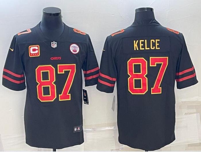 Chiefs 87 Travis Kelce Black C Patch Vapor Untouchable Limited Jersey