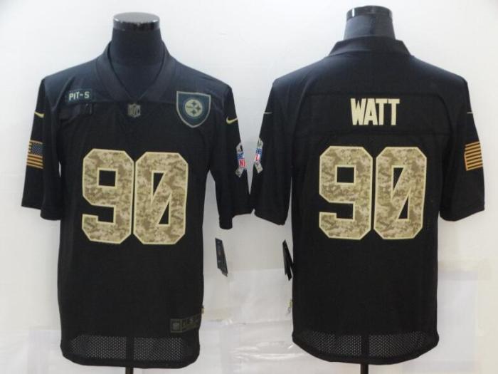 Houston Texans 90 WATT Black Camo 2020 Salute To Service Limited Jersey