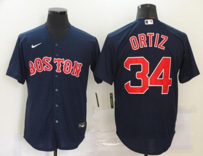 Boston Red Sox 34 ORTIZ Black Dark Blue Cool Base Jersey