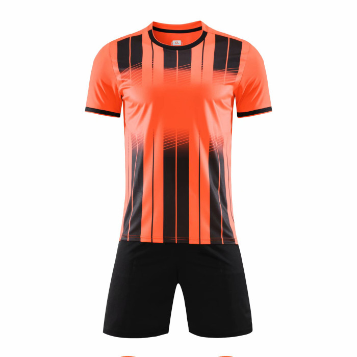 Orange 6318 DIY Soccer Training Uniforms Blank Custom Jersey and Shorts