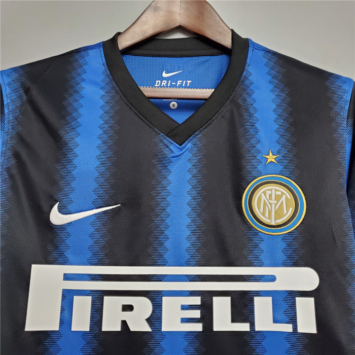 Retro Jersey Inter Milan 2010-2011  Home Long Sleeve Soccer Jersey