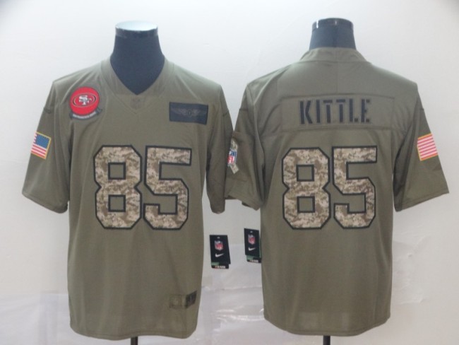 San Francisco 49ers 85 KITTLE 2019 Olive Camo Salute to Service Limited Jersey