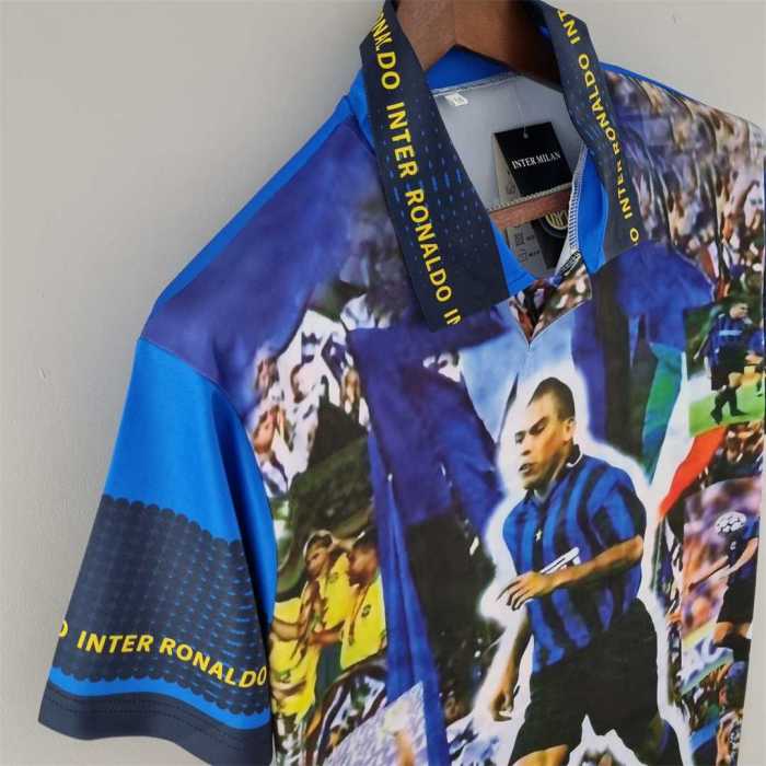 Retro Jersey 1997-1998 Inter Milan RONALDO 10 Anniversary Soccer Jersey