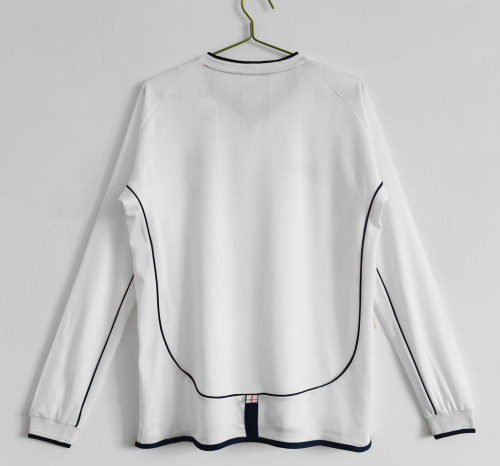 Retro Jersey Long Sleeve 2002 England Home Soccer Jersey
