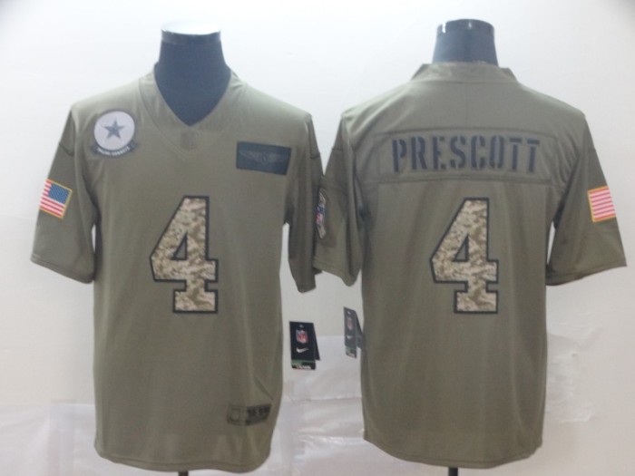 Dallas Cowboys 4 PRESCOTT 2019 Olive Camo Salute to Service Limited Jersey