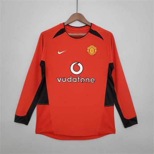 Retro Jersey Long Sleeve 2002-2004 Manchester United Home Soccer Jersey Vintage Football Shirt