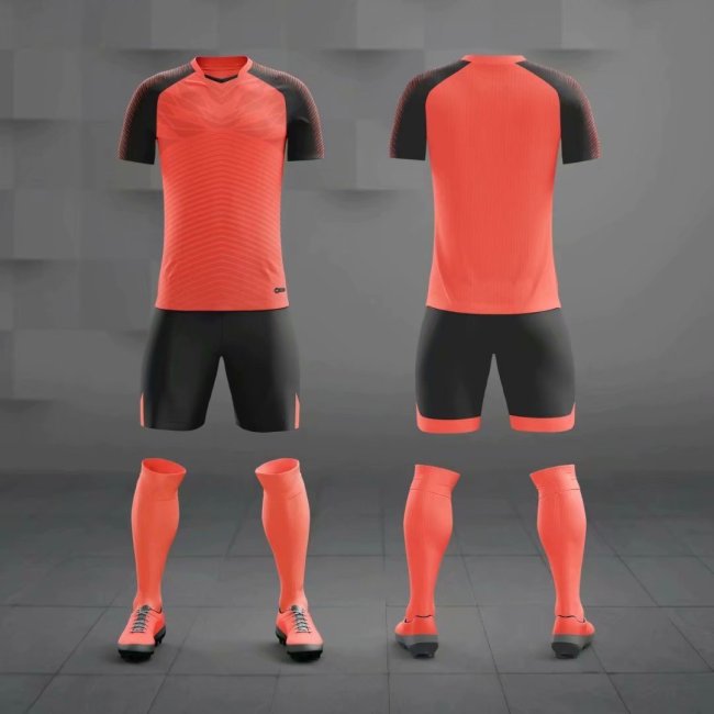 M8601 Fluorescent Orange Tracking Suit Adult Uniform Soccer Jersey Shorts
