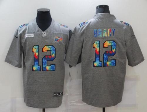 Tampa Bay Buccaneers 12 BRADY Grey Vapor Untouchable Rainbow Limited Jersey