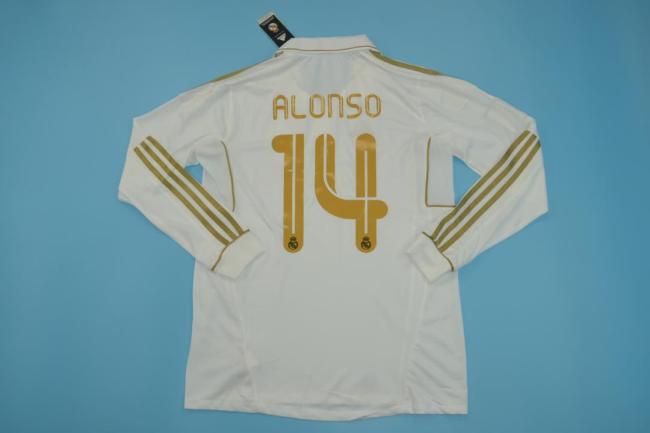 Long Sleeve Retro Jersey 2011-2012 Real Madrid 14 ALONSO Home Soccer Jersey