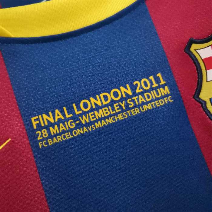 with Front Lettering+UCL Patch Retro Jersey 2010-2011 Barcelona Home Soccer Jersey