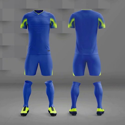 M8608 Color Blue Tracking Suit Adult Uniform Soccer Jersey Shorts