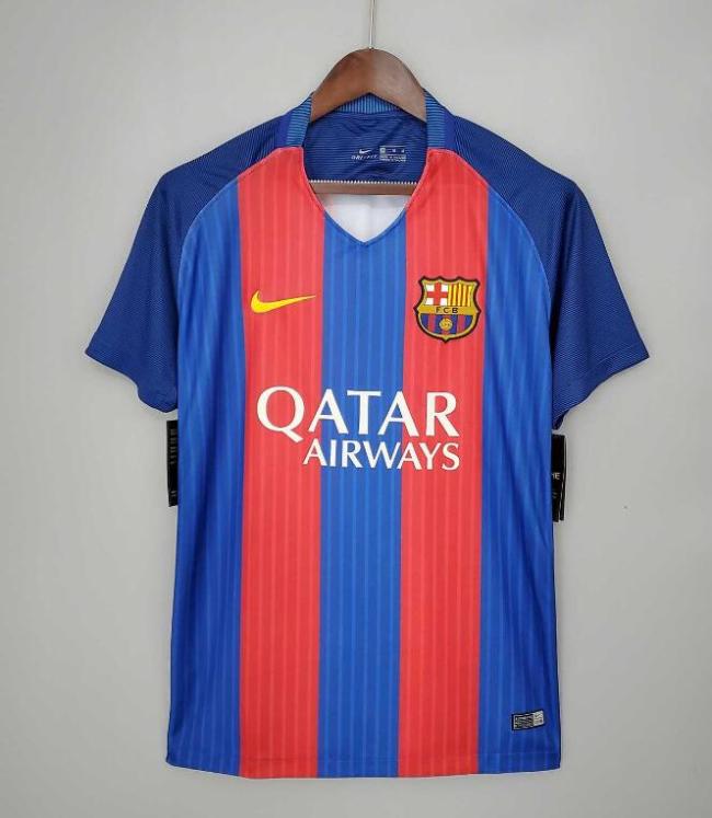 Retro Jersey 2016-2017 Barcelona Home Blue/Red Soccer Jersey Vintage Football Shirt
