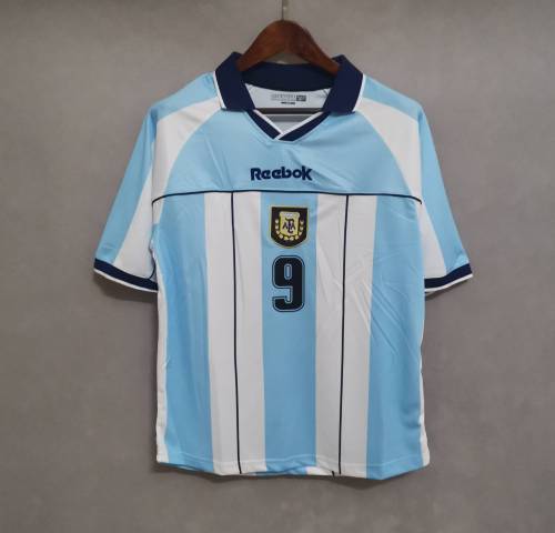 Retro Jersey 2000 Argentina BATISTUTA 9 Home Soccer Jersey Vintage Football Shirt