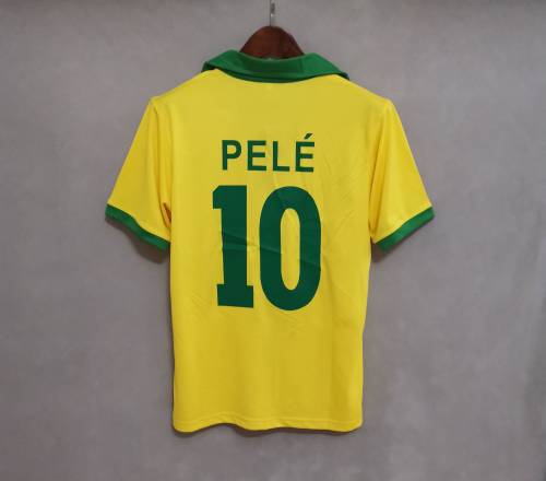 Retro Jersey 1957 Brazil 10 PELE Home Soccer Jersey Vintage Brasil Camisetas de Futbol