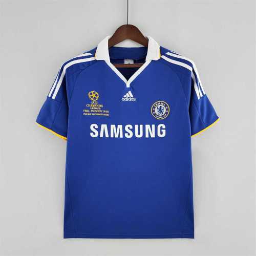 with Front Lettering Retro Jersey 2008-2009 Chelsea UCL Final Home Soccer Jersey Vintage Football Shirt