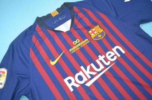 with Front Lettering Retro Jersey Barcelona 2018-2019 Home Soccer Jersey