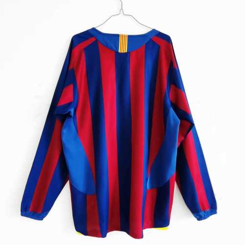 Retro Jersey long sleeves 2005-2006 Barcelona Home Blue/Red Soccer Jersey