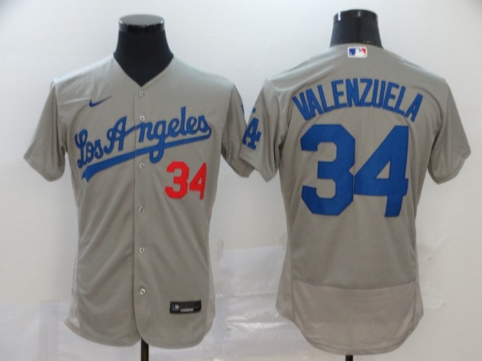 Los Angeles Dodgers 34 VALENZUELA Grey 2020 Flexbase Jersey