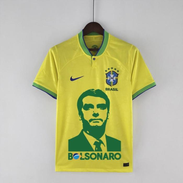 Fans Version 2022 World Cup Brazil Home Bolsorano Version Soccer Jersey