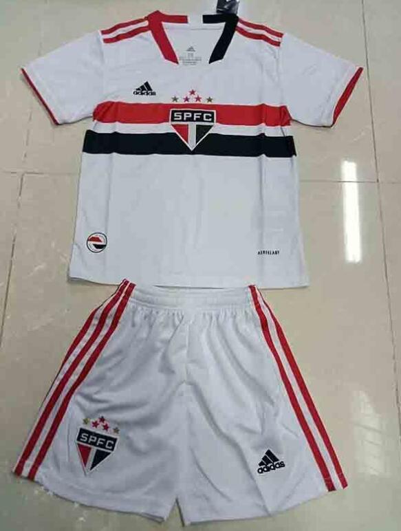 Youth Uniform Sao Paulo White Soccer Jersey Shorts