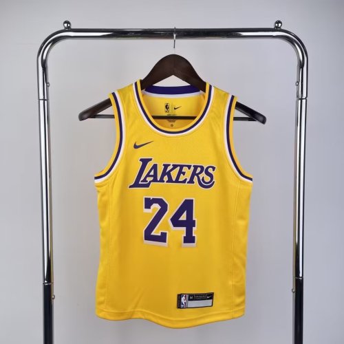 Youth Kids Basketball Shirt Los Angeles Lakers 24 BRYANT Yellow NBA Jersey
