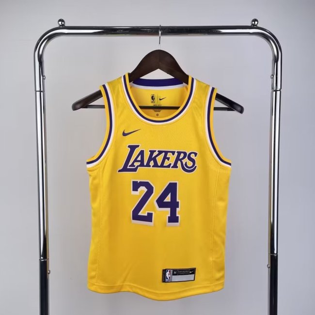 Youth Kids Basketball Shirt Los Angeles Lakers 24 BRYANT Yellow NBA Jersey