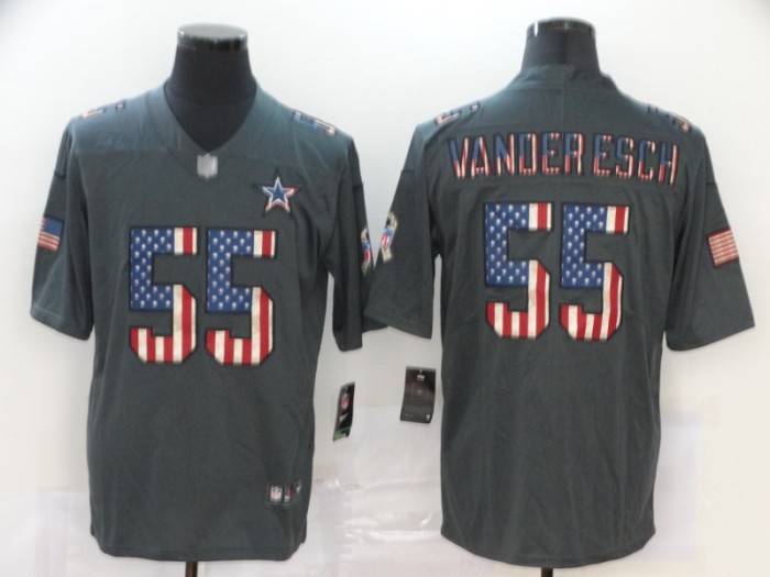 Dallas Cowboys 55 Leighton Vander Esch 2020 Salute To Service USA Flag Fashion Limited Jersey