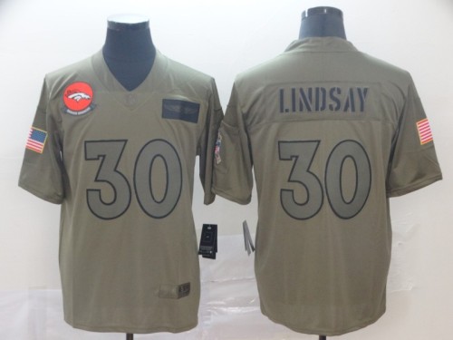 Denver Broncos 30 Phillip Lindsay 2019 Olive Salute To Service Limited Jersey
