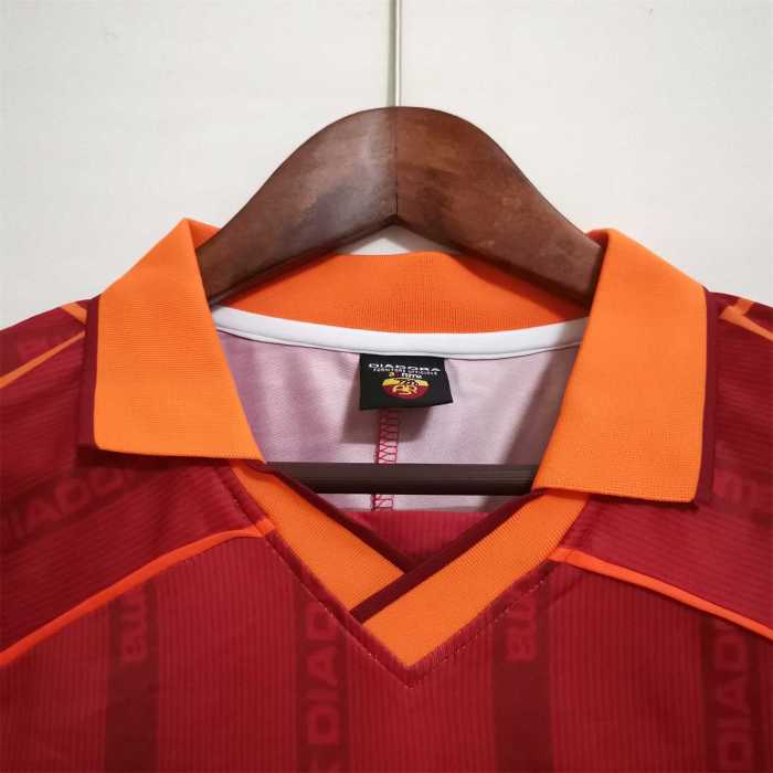 Retro Jersey 1999-2000 As Roma Home Red Soccer Jersey Vintage Football Shirt