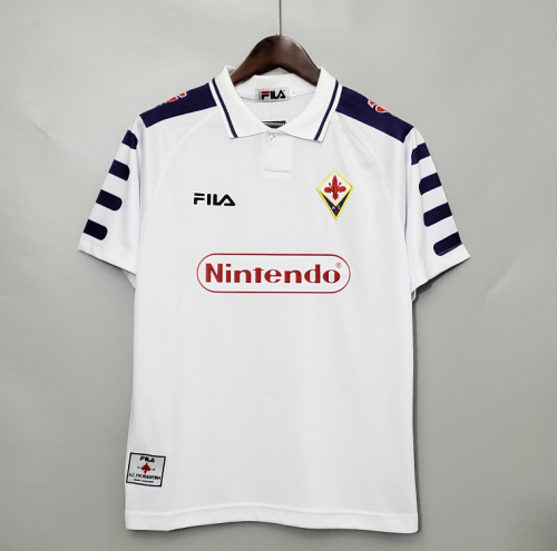 Retro Jersey 1998-1999 Fiorentina Away White Soccer Jersey Vintage Football Shirt
