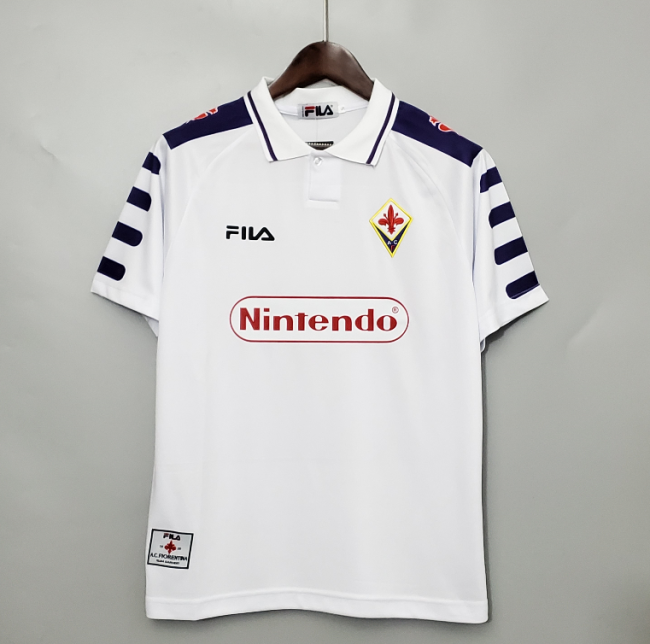 Retro Jersey 1998-1999 Fiorentina Away White Soccer Jersey Vintage Football Shirt