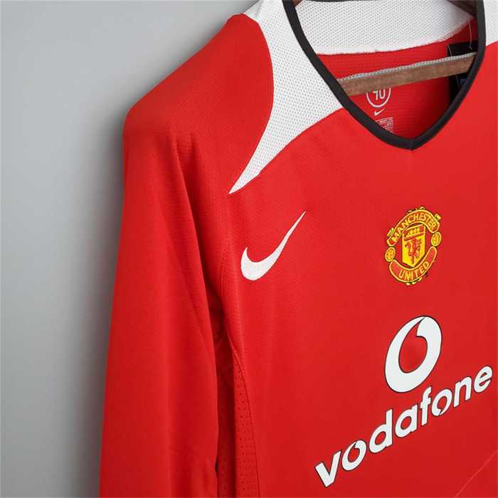 Retro Jersey Long Sleeve 2004-2006 Manchester United Home Soccer Jersey Vintage Football Shirt