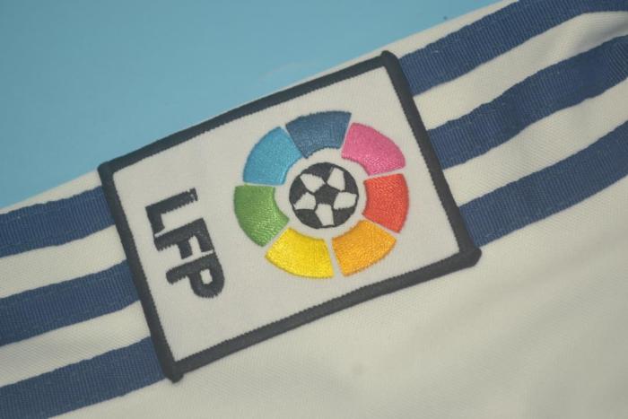 with Sponor Logo Long Sleeve Retro Jersey 2001 Real Madrid Home Soccer Jersey with LFP Patch