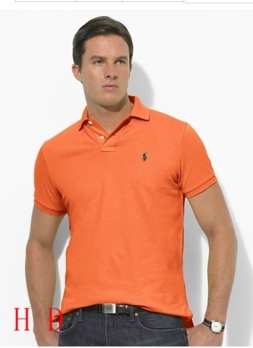8821 Orange Ralph Polo with Green Small Logo