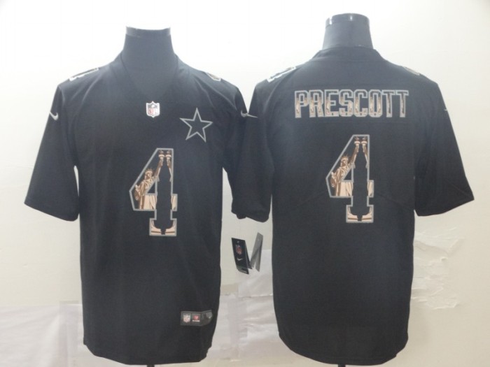 Dallas Cowboys 4 Dak Prescott Black Statue of Liberty Limited Jersey